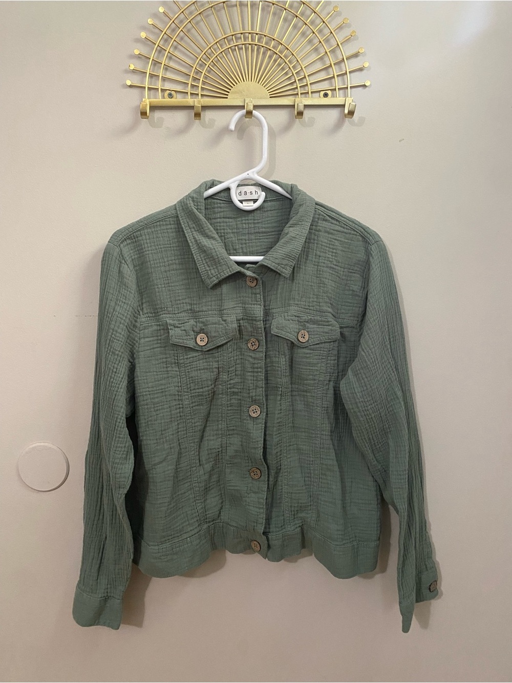 Dash Sage Green Women's Button-Front Jean Jacket